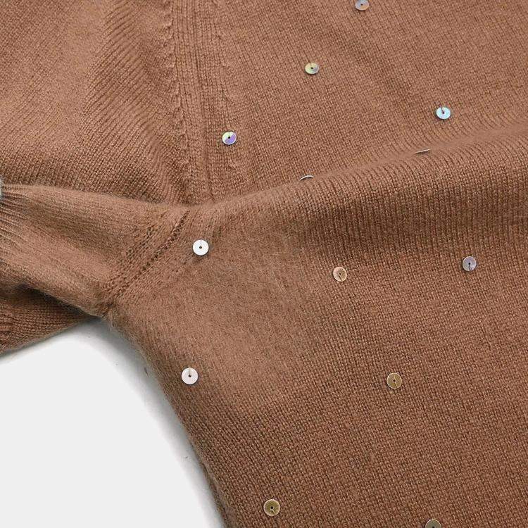 Pre Owned Chanel Ensemble Cashmere Brown Cardigan and Top Women Size 44