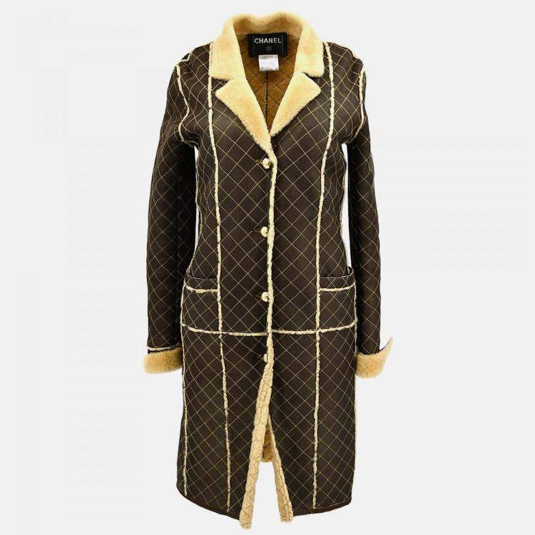 Pre Owned Chanel Brown Wool Coat Size 34