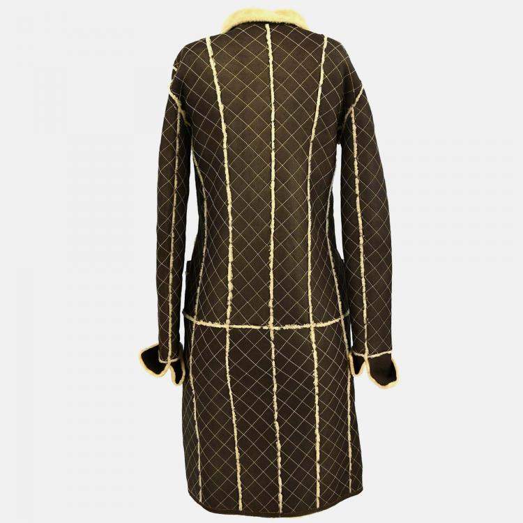 Pre Owned Chanel Brown Wool Coat Size 34