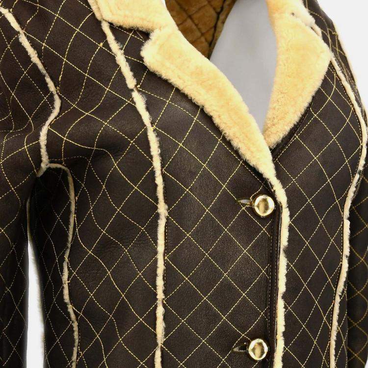 Pre Owned Chanel Brown Wool Coat Size 34