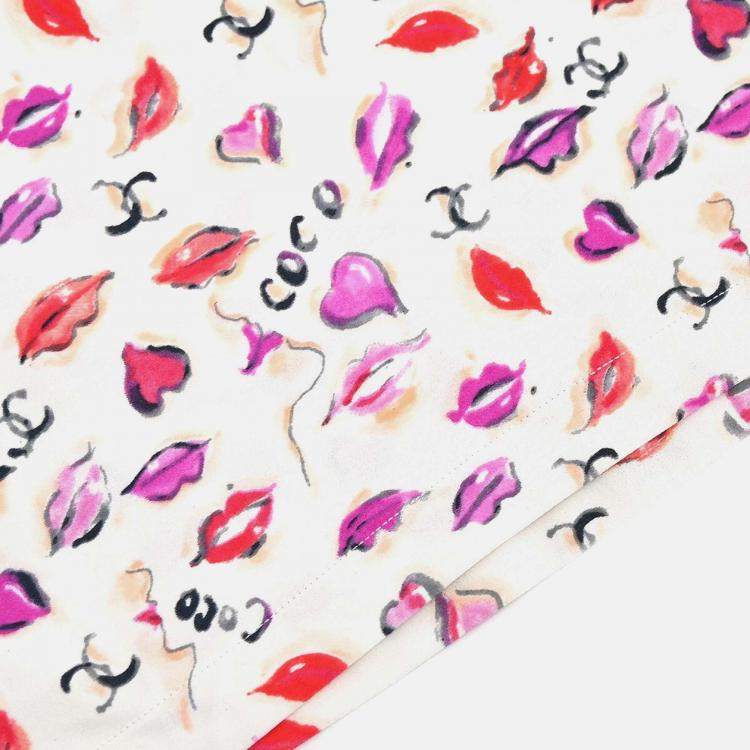 Pre Owned Chanel Lipstick Cropped Sleeveless White Cotton Top Size 42