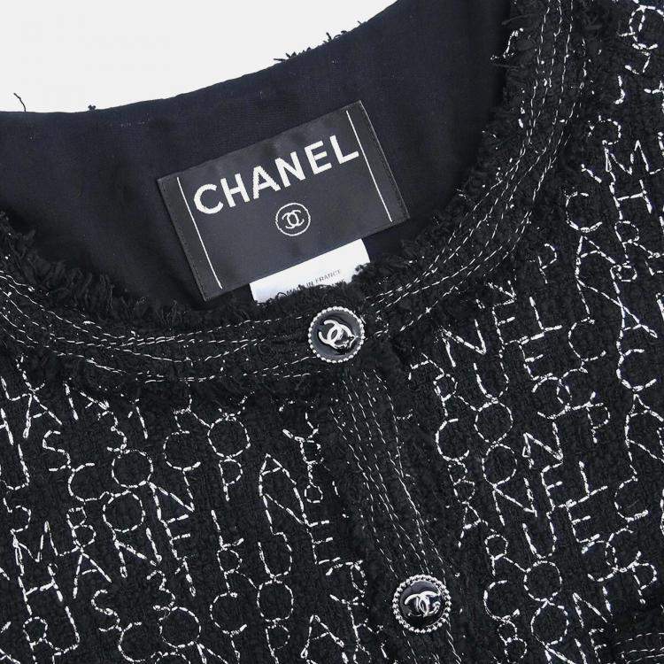 مملوكة مسبقًا Chanel Collarless Single Breasted Black Jacket Size 38