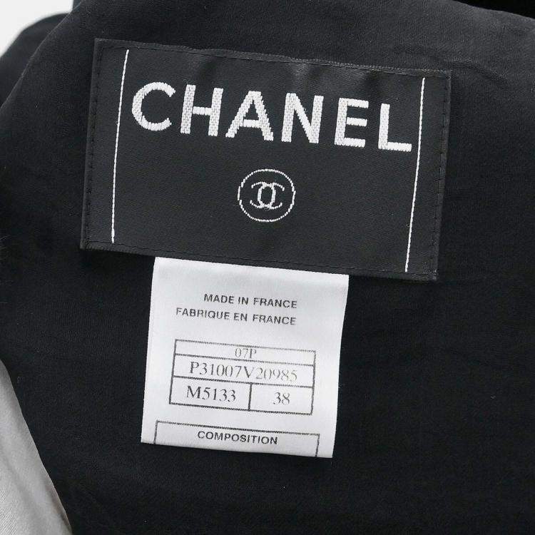 مملوكة مسبقًا Chanel Collarless Single Breasted Black Jacket Size 38