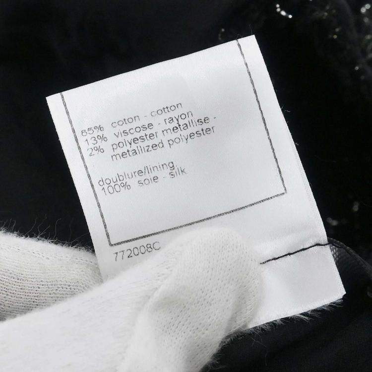 مملوكة مسبقًا Chanel Collarless Single Breasted Black Jacket Size 38