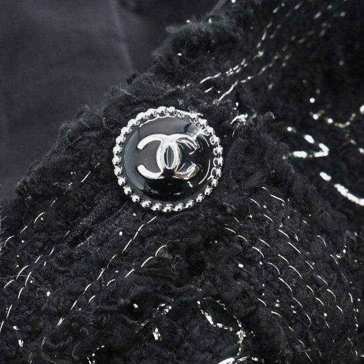 مملوكة مسبقًا Chanel Collarless Single Breasted Black Jacket Size 38