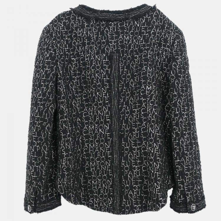 مملوكة مسبقًا Chanel Collarless Single Breasted Black Jacket Size 38