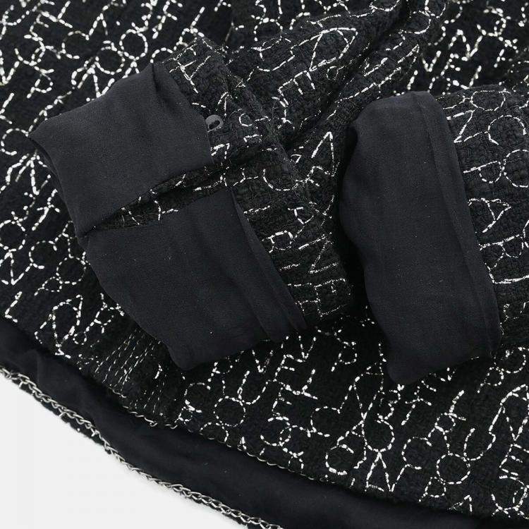 مملوكة مسبقًا Chanel Collarless Single Breasted Black Jacket Size 38