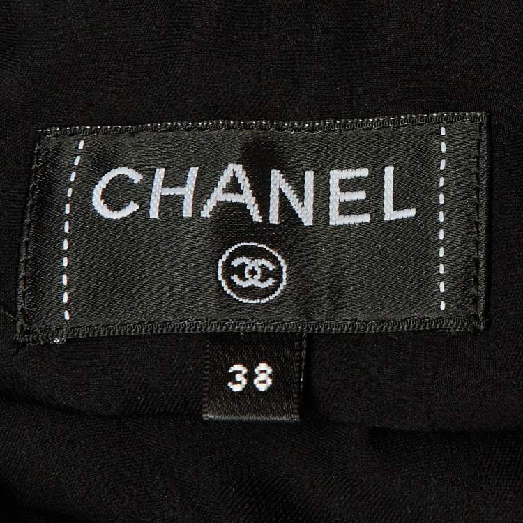 Pre Owned Chanel Black Silk CC Embellished Glove Detail Mini Dress M