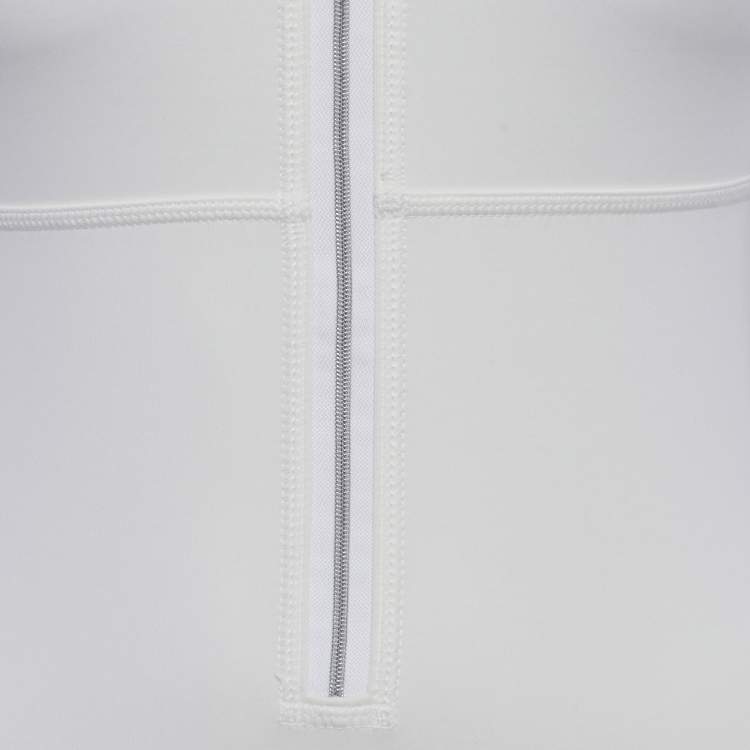 Pre Owned Chanel Cream Jersey Hooded One Piece Swimsuit S  
