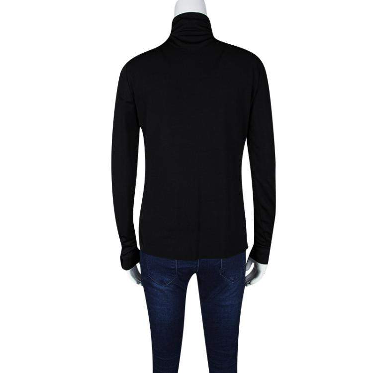 Pre Owned Chanel Pearl Embellished Button Detail Long Sleeve Blouse M