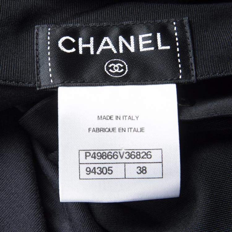 Pre Owned Chanel Pearl Embellished Button Detail Long Sleeve Blouse M