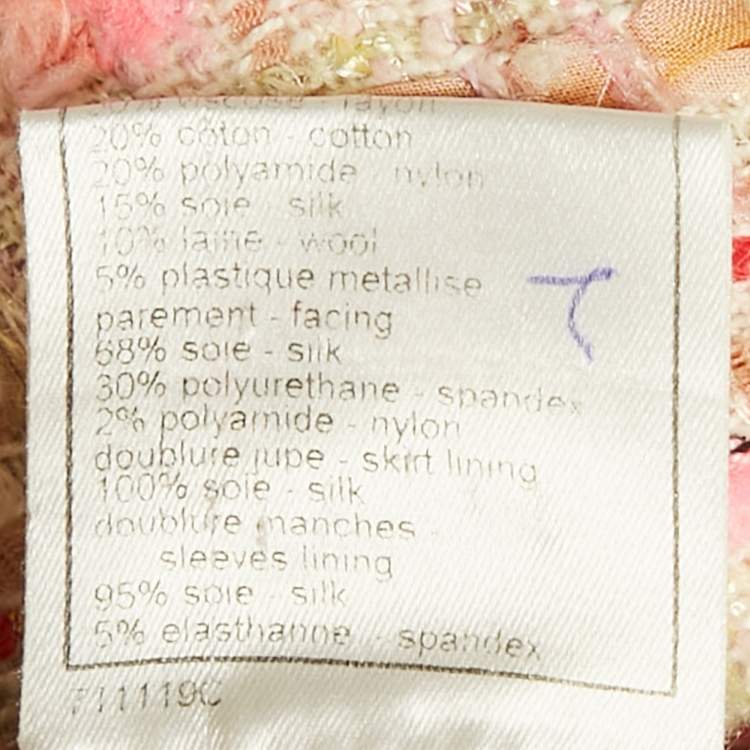 Pre Owned Chanel Pink/Multicolor Tweed Raw Edge Detail Mini Skirt M