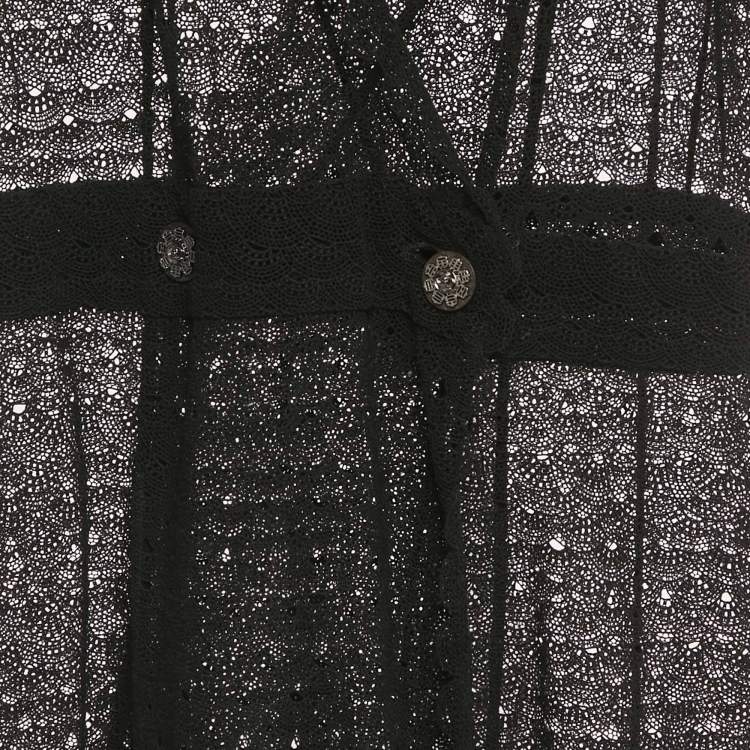 Pre Owned Chanel Black Crochet Double Breasted Short Dress M  
