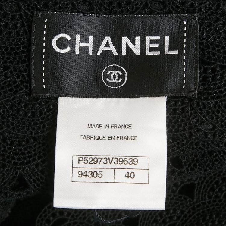 Pre Owned Chanel Black Crochet Double Breasted Short Dress M  