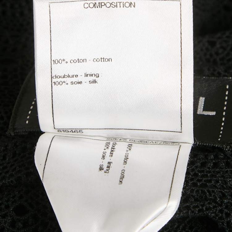Pre Owned Chanel Black Crochet Double Breasted Short Dress M  