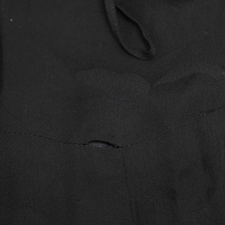 Pre Owned Chanel Black Tweed Mid Length Coat L