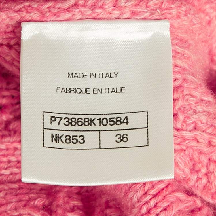 Pre Owned Chanel Pink Cashmere Cable Knit Pocket Front Mini Skirt S 