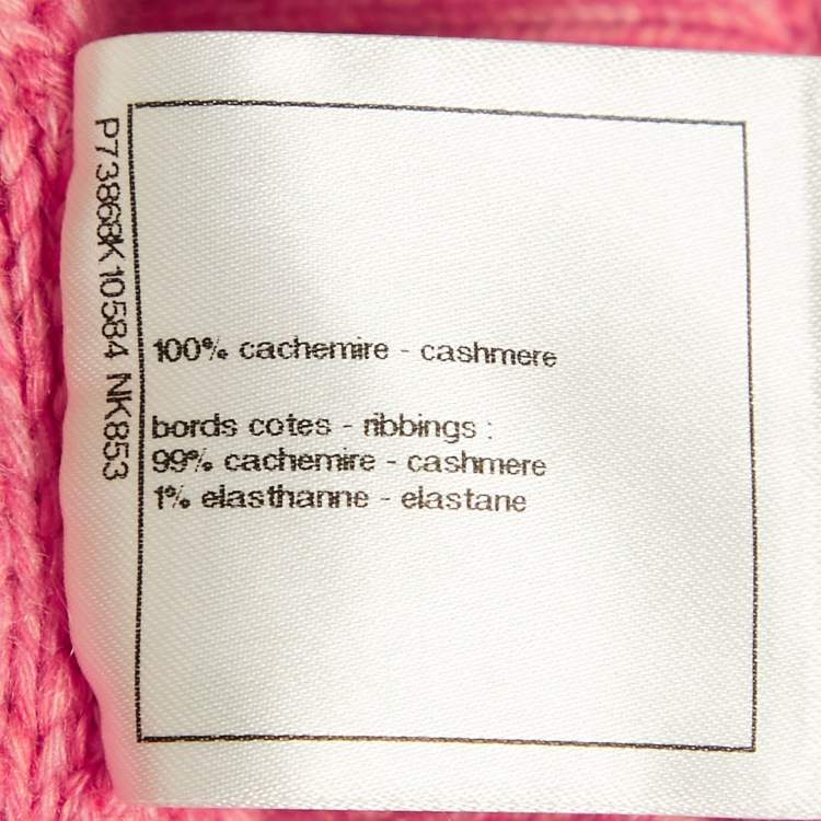 Pre Owned Chanel Pink Cashmere Cable Knit Pocket Front Mini Skirt S 