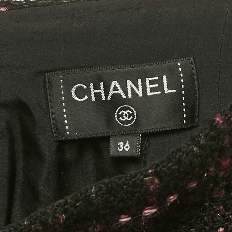 Pre Owned Chanel Black Tweed Mini Skirt S