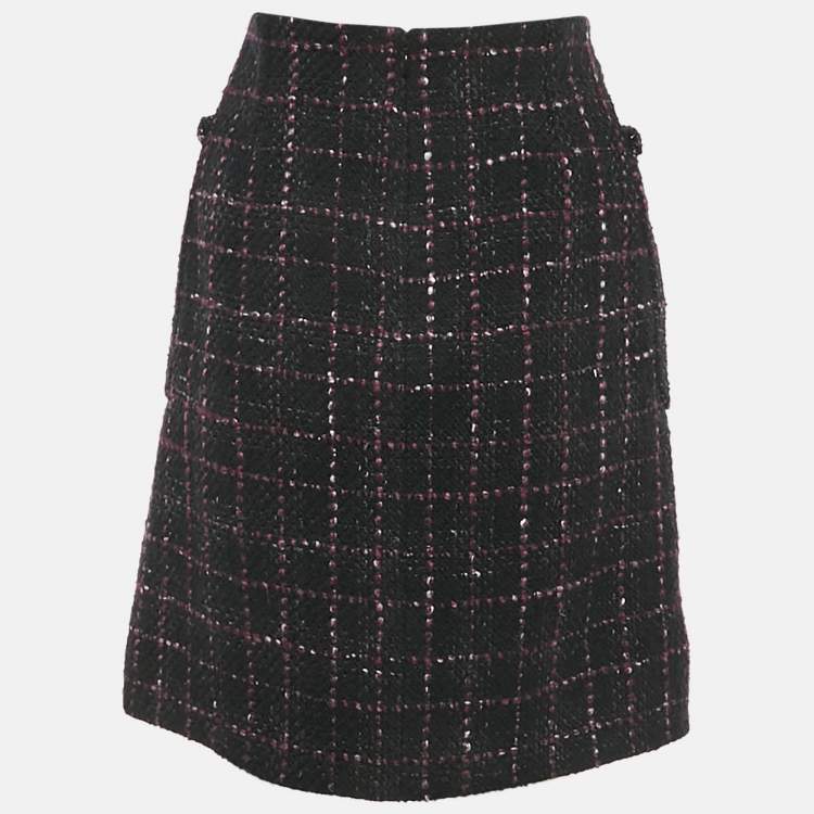 Pre Owned Chanel Black Tweed Mini Skirt S