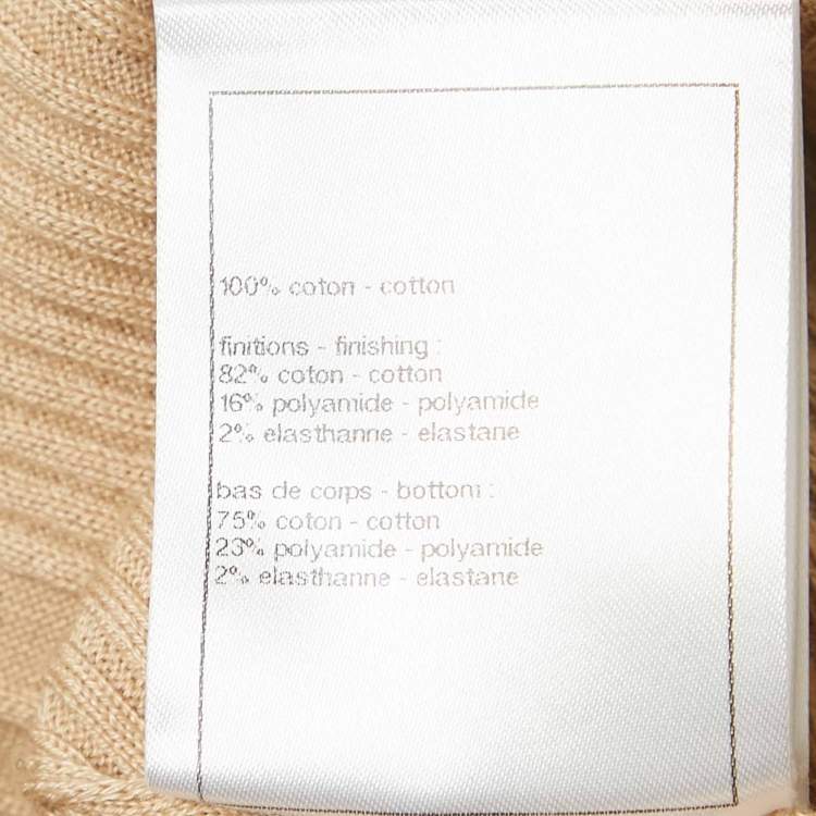 Pre Owned Chanel Beige Cotton Knit Sleeveless Top S