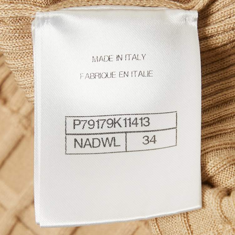 Pre Owned Chanel Beige Cotton Knit Sleeveless Top S