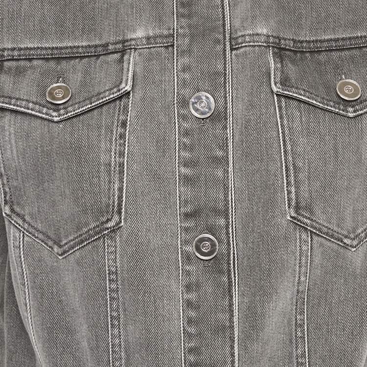 Pre Owned Chanel Grey Washed Out Denim Jacket S