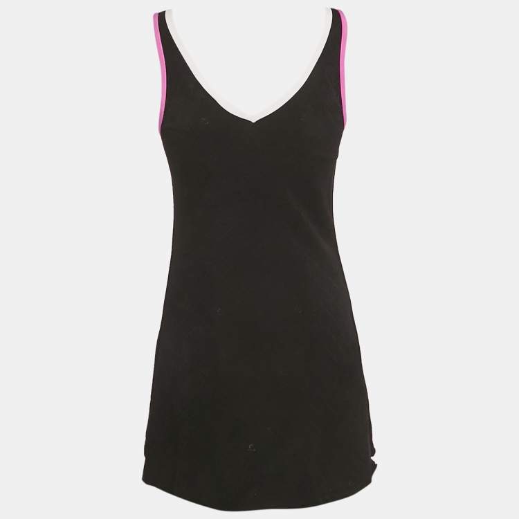 Pre Owned Chanel Black Knit Logo Mini Dress S