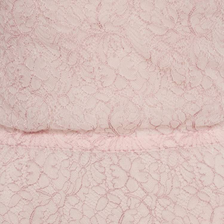 Pre Owned Chanel Light Pink Lace Strappy Short Dress M