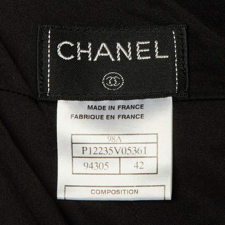 Pre Owned Chanel Black Wool Pencil Skirt L