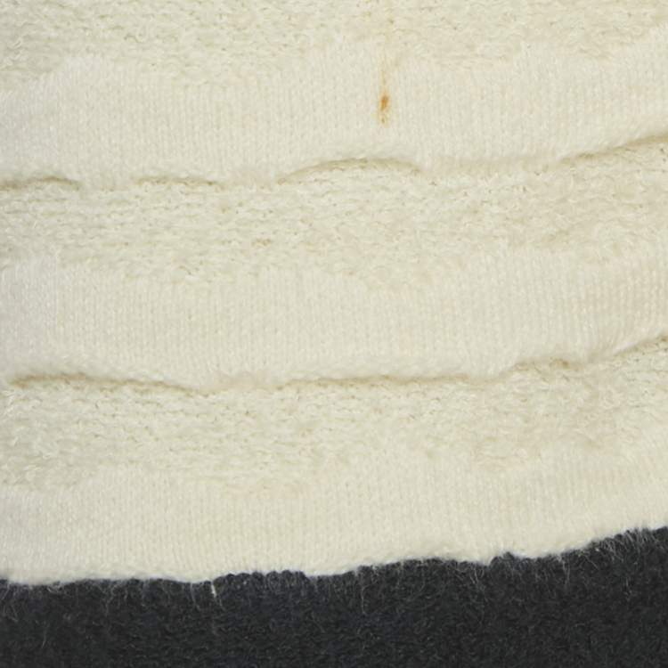 Pre Owned Chanel Cream Textured Knit Midi Dress S