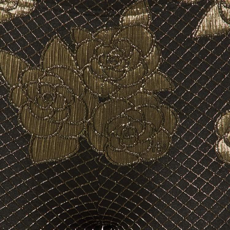 Pre Owned Chanel Black Lurex Camelia Pattern Stretch Jersey Shorts M