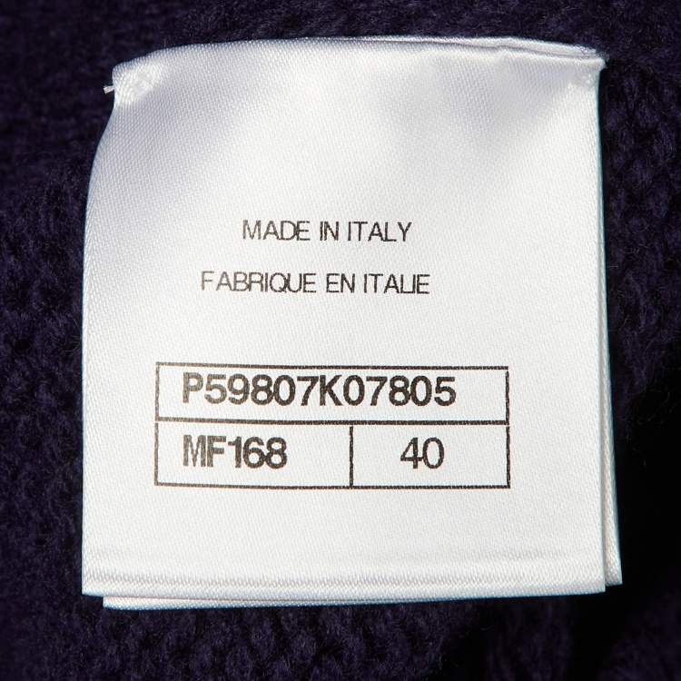 مملوكة مسبقًا Chanel Navy Blue Coco Neige Wool Crew Neck Jumper M