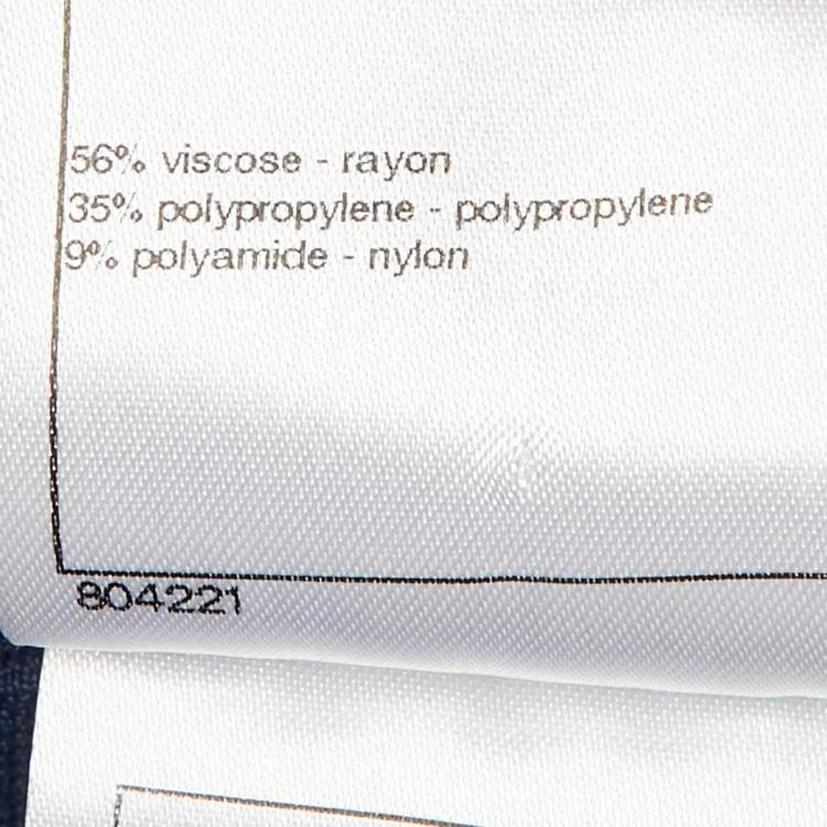 Pre Owned Chanel Navy Blue Embossed Jacquard Knit A-Line Dress L