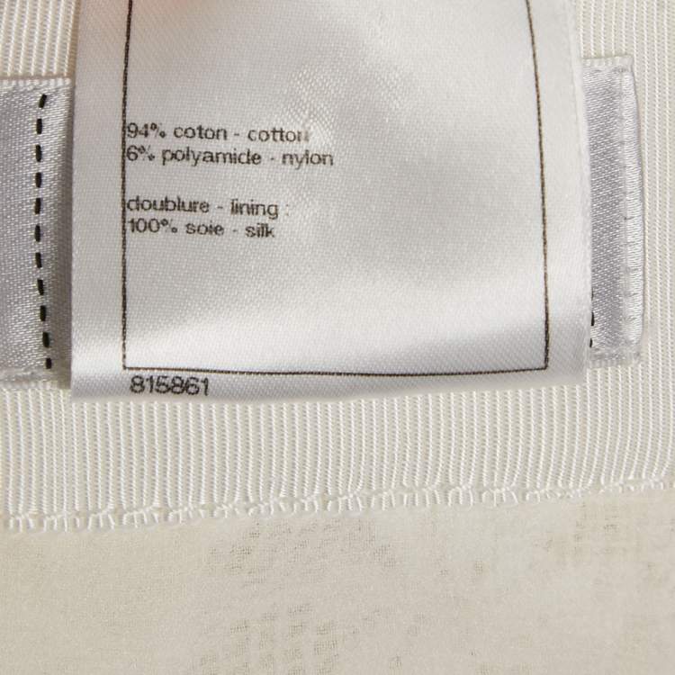 Pre Owned Chanel White Floral Lace Pleated Mini Skirt M