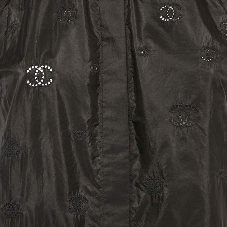 Pre Owned Chanel Black CC Embroidered Silk Sleeveless Shirt M