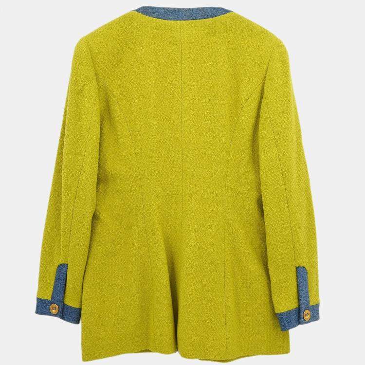 Pre Owned Chanel Single Breasted Jacket Green 26 Size L