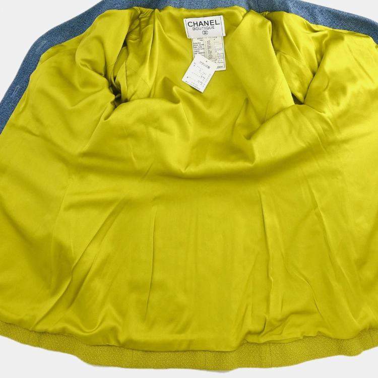 Pre Owned Chanel Single Breasted Jacket Green 26 Size L