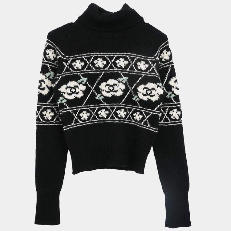 Pre Owned Chanel Sweater Top Black 95A Size M