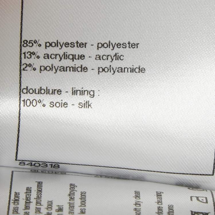 Pre Owned Chanel Blue Single Hook Tweed Ruffled Jacket S