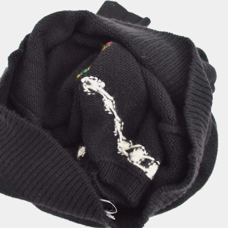 Pre Owned Chanel 95A Black Knit Round Neck Long Sleeve Top L