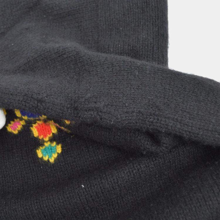 Pre Owned Chanel 95A Black Knit Round Neck Long Sleeve Top L