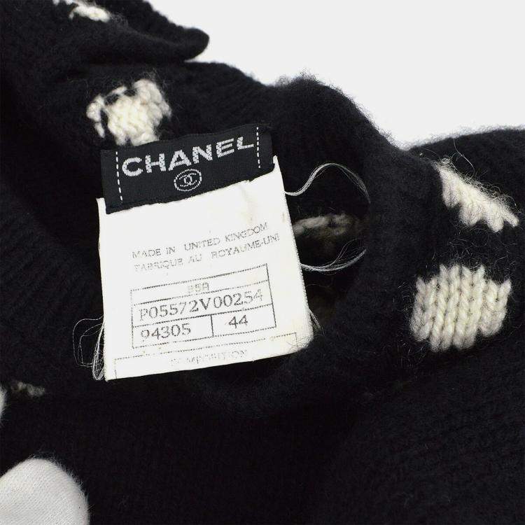 Pre Owned Chanel 95A Black Knit Round Neck Long Sleeve Top L