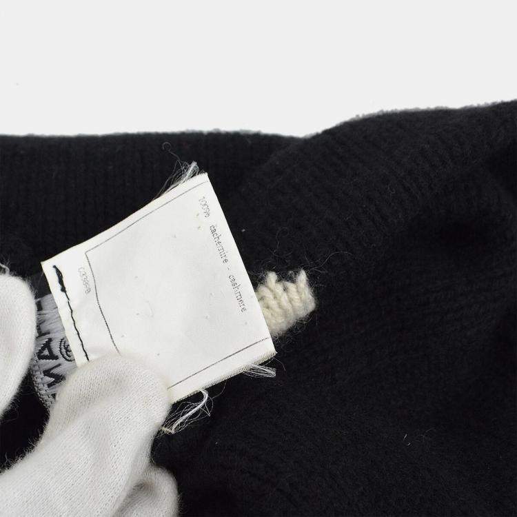 Pre Owned Chanel 95A Black Knit Round Neck Long Sleeve Top L