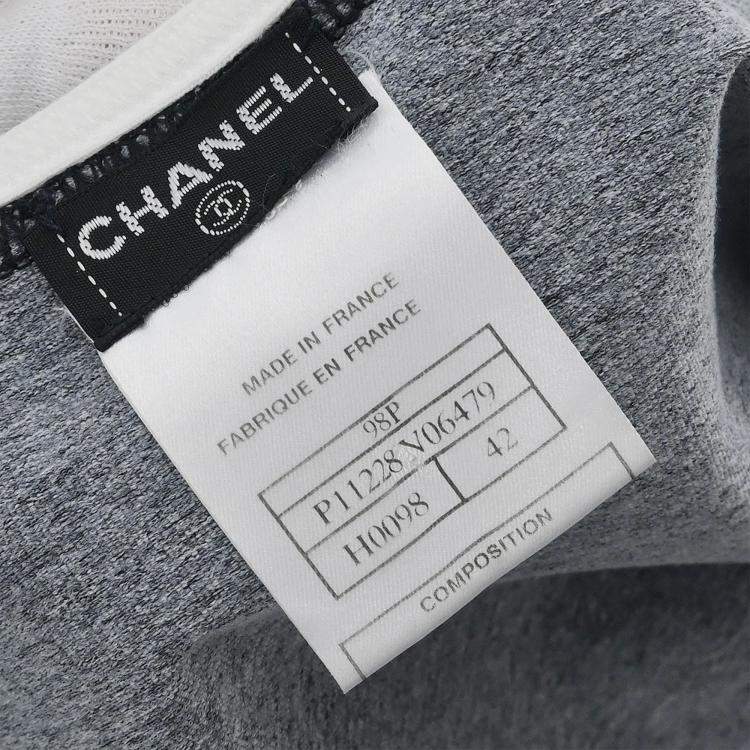 مملوكة مسبقًا فستان شانيل رمادي بأكمام قصيرة 98P مقاس 42