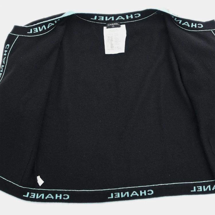 Pre Owned Chanel Ensemble Cardigan Short Sleeve Top Black  L