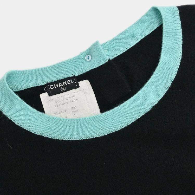 Pre Owned Chanel Ensemble Cardigan Short Sleeve Top Black  L