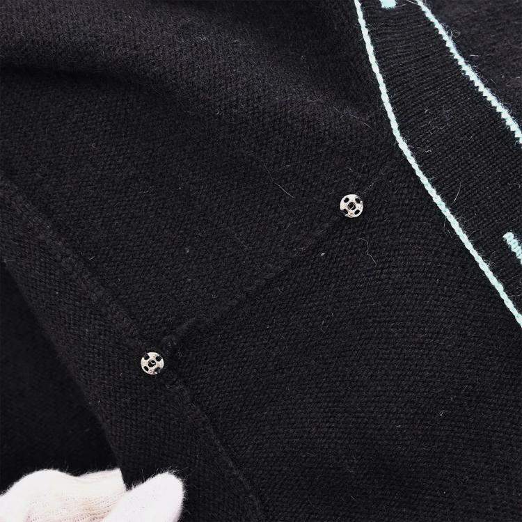 Pre Owned Chanel Ensemble Cardigan Short Sleeve Top Black  L