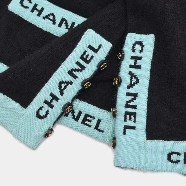 Pre Owned Chanel Ensemble Cardigan Short Sleeve Top Black  L