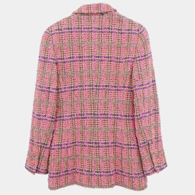 Pre Owned جاكيت شانيل تويد وردي مزدوج من الأمام صغير